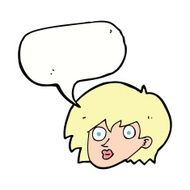 cartoon surprised female face with speech bubble N53