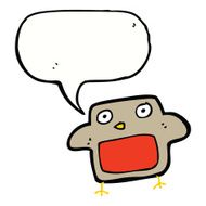 cartoon robin with speech bubble N19
