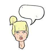 cartoon female head with speech bubble N9