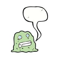 cartoon slime creature with speech bubble N9