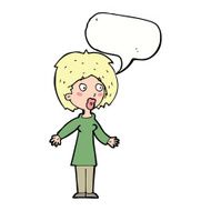 cartoon surprised woman with speech bubble N203