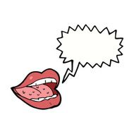 cartoon smiling mouth with speech bubble