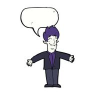 cartoon happy vampire with speech bubble N35