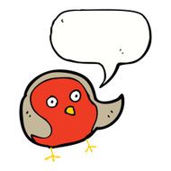 cartoon robin with speech bubble N20