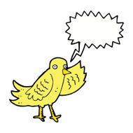 cartoon waving bird with speech bubble N18