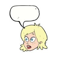 cartoon female face with surprised expression speech bubble N17