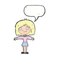cartoon happy girl with speech bubble N74
