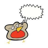 funny cartoon robin with speech bubble N9
