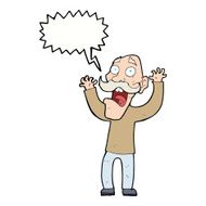 cartoon old man getting a fright with speech bubble N8