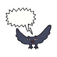 cartoon spooky vampire bat with speech bubble N5