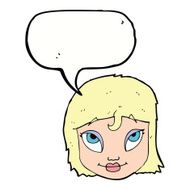 cartoon woman smiling with speech bubble N9