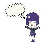 cartoon happy vampire girl with speech bubble N33