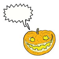 cartoon spooky pumpkin with speech bubble N17