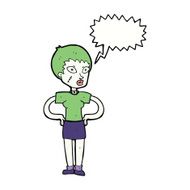 cartoon halloween girl with speech bubble N17