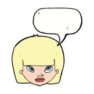 cartoon annoyed woman with speech bubble N153