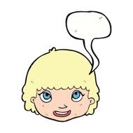 cartoon happy female face with speech bubble N153