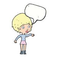 cartoon concerned woman reaching out with speech bubble N9