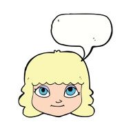 cartoon happy female face with speech bubble N154