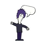 cartoon vampire man with speech bubble N97
