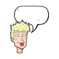 cartoon man sticking out tongue with speech bubble N25