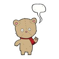 cartoon waving teddy bear with speech bubble N3