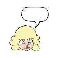 cartoon happy female face with speech bubble N157