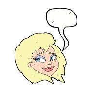 cartoon happy female face with speech bubble N158