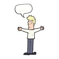 cartoon happy man with speech bubble N377
