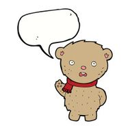 cartoon teddy bear wearing scarf with speech bubble N9