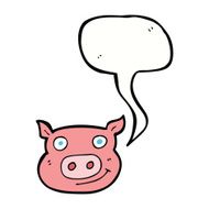 cartoon pig face with speech bubble N9