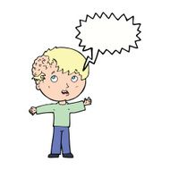 cartoon boy with growth on head speech bubble N32