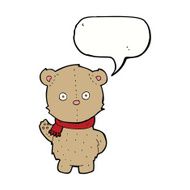 cartoon teddy bear wearing scarf with speech bubble N10
