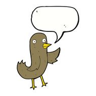 funny cartoon bird with speech bubble N111