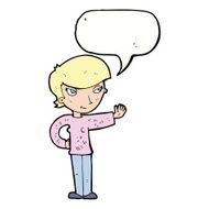 cartoon woman waving with speech bubble N284
