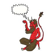 cartoon traditional devil with speech bubble N8