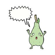 cartoon frightened pear with speech bubble N8