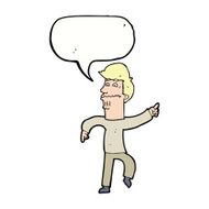cartoon worried man pointing with speech bubble N26
