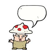 cartoon little mushroom man with speech bubble N9