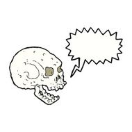 cartoon spooky skull with speech bubble N123