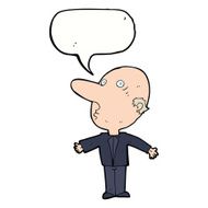 cartoon confused middle aged man with speech bubble N9