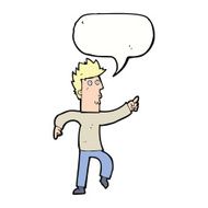 cartoon worried man pointing with speech bubble N27