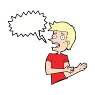 cartoon stressed man with speech bubble N59