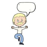 cartoon dancing man with mustache speech bubble N9