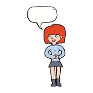 cartoon friendly woman with speech bubble N61