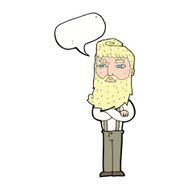 cartoon serious man with beard speech bubble N17