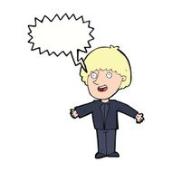 cartoon happy man with speech bubble N380