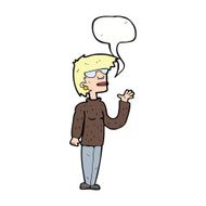 cartoon woman wearing spectacles with speech bubble N32