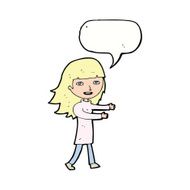 cartoon happy girl with speech bubble N75