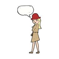 cartoon female spy with speech bubble N20