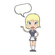 cartoon maid with speech bubble N33
